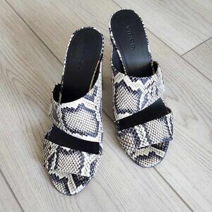 Vince Hiro black grey snakeskin leather mules size 8.5